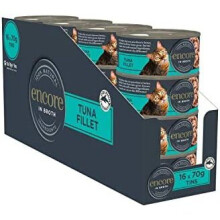 Encore 100% Natural Wet Cat Food, Tuna Fillet in Broth (Pack of 16 x 70g Tins)