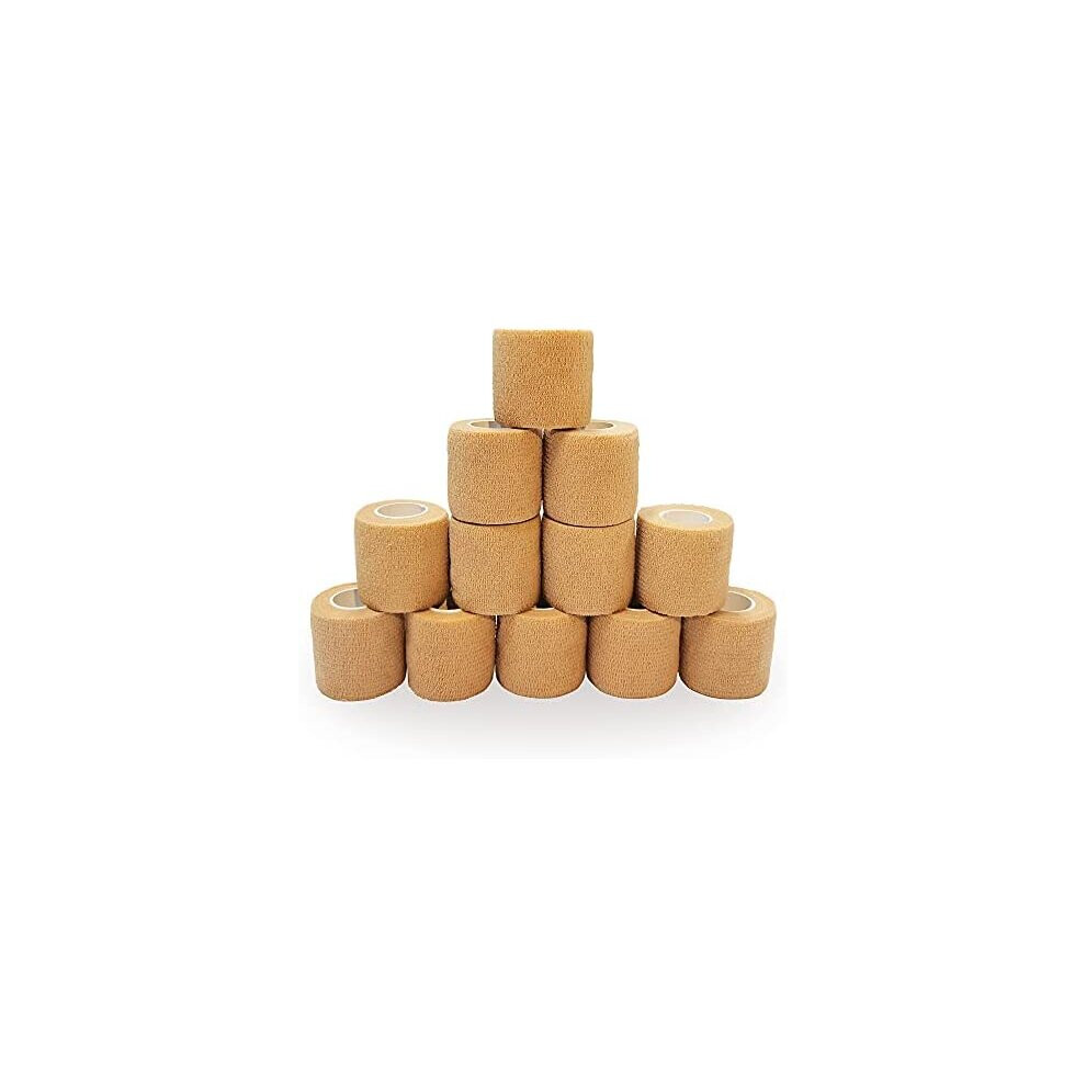 Superbe Cohesive Bandages 5Cm X 4.5M, 12 Pack Of Self Adhesive Bandage Tape Vet Wrap For First Aid, Sports Protection And Wrist, Ankle Sprains &