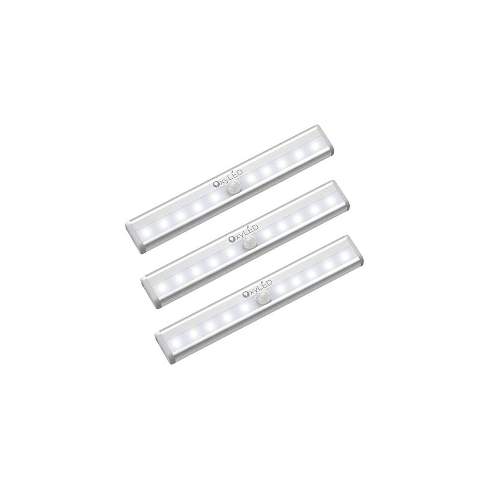 Motion Sensor Lights Indoor, OxyLED 3 Pack Sensor Lights for Cupboards Under Cupboard Lights Auto On/Off Stick On Anywhere Battery Lights Operated for