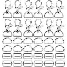 Hysagtek 60 Pcs Metal Keychain Bulk - Swivel Snap Hooks, D Ring and Slide Buckle Triglide for Handbag Purse Hardware Fasteners, Strap, Backpack DIY
