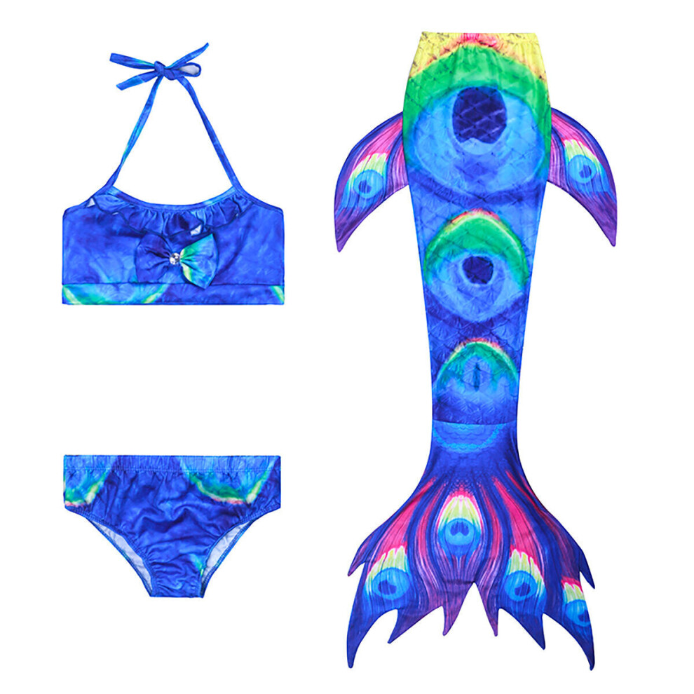 (XL, Type C) 3pcs/Set Mermaid Tail Swimsuit Swimwear Summer Swimpool Swim Beach Kids Girls