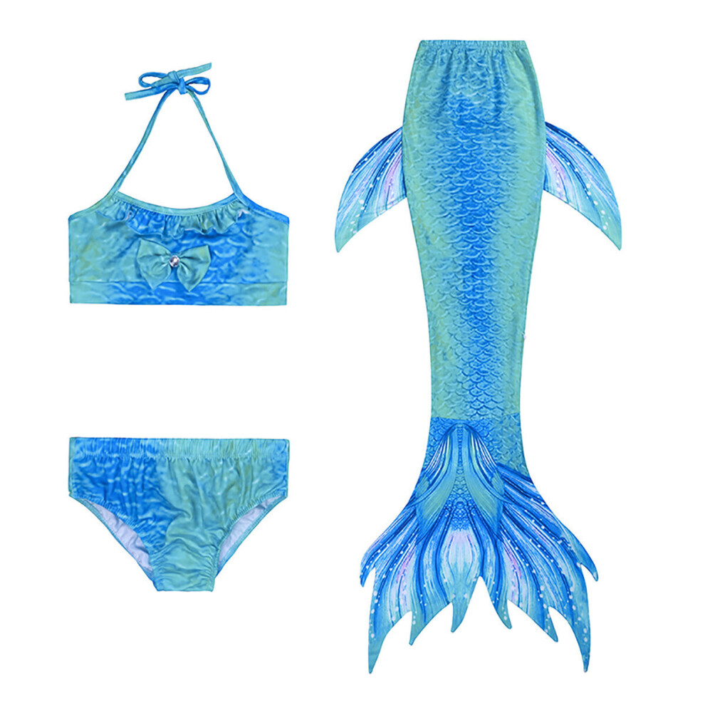 (2XL, Type A) 3pcs/Set Mermaid Tail Swimsuit Swimwear Summer Swimpool Swim Beach Kids Girls