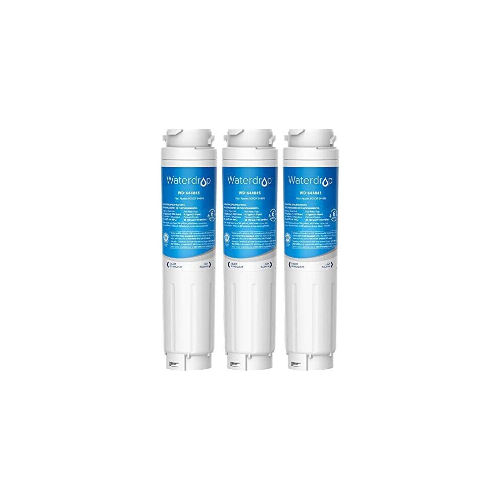 Waterdrop 644845 Fridge Water Filter, Compatible With Bosch Ultraclarity 644845 Replfltr10 00740560 9000194412 9000077104 Neff Gaggenau Miele/Haier