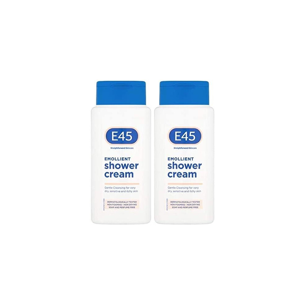 E45 Emollient Shower Cream 200ml x 2