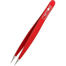 REMOS Splinter Tweezers with Extra fine tip Stainless Steel 9.5 cm - Red