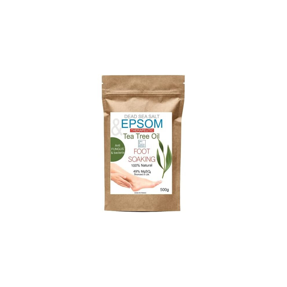 Bleu&Marine Bretania Tea Tree Epsom & Dead Sea Salt - Epsom Salt Bath - Antifungal & Antibacterial Foot Soak - Bath Soak - Calming & Relaxing Foot Bath - Toenail Fungus