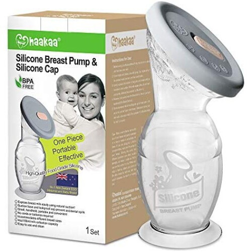 Haakaa Manual Breast Pump with Suction Base and Silicone lid Set 4oz/100ml