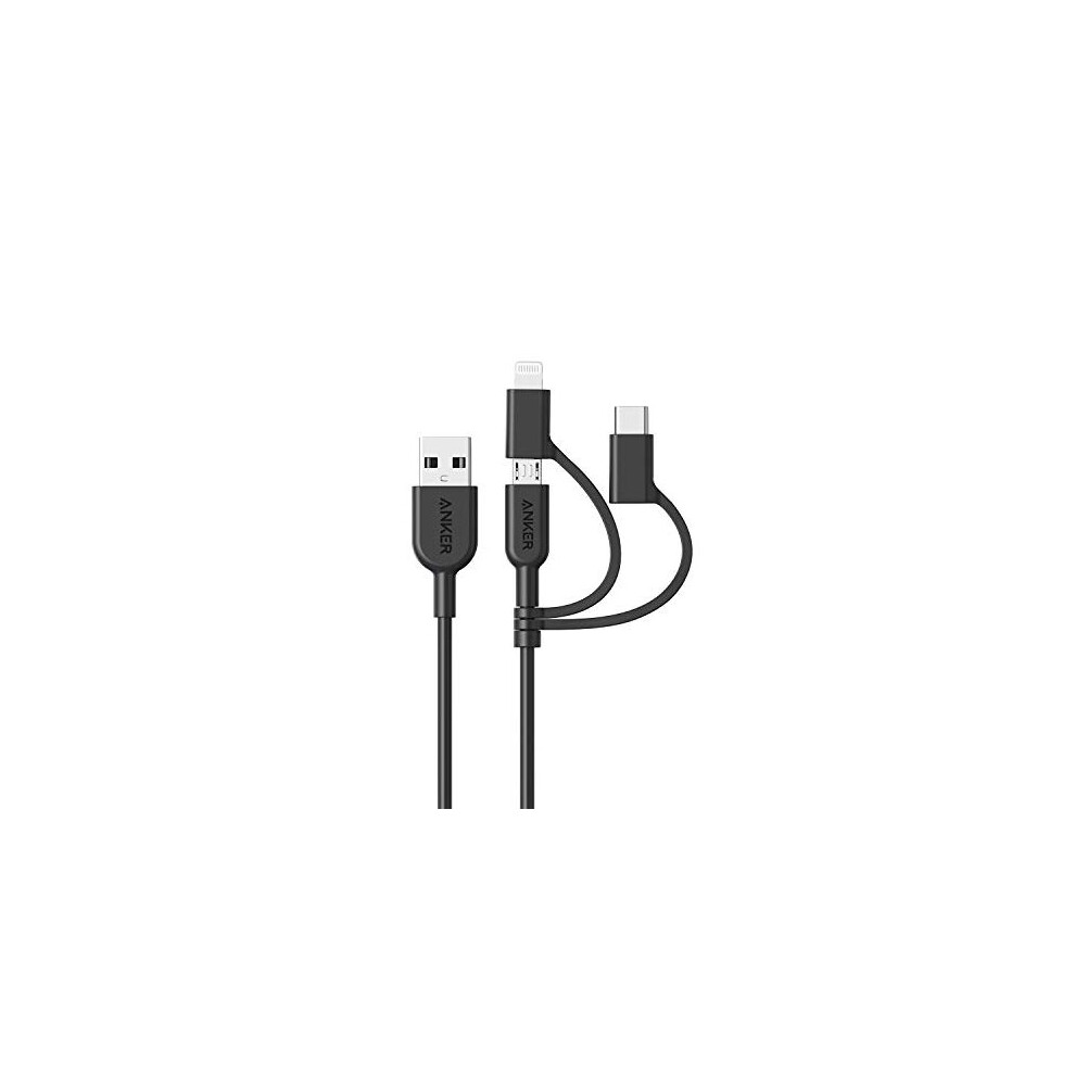 Anker PowerLine II 3-in-1 Cable, Lightning/Type C/Micro USB Cable for iPhone, iPad, HTC, LG, Samsung Galaxy, Sony Xperia, Android Smartphones, and