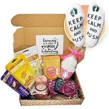 New Mum to Be Pamper Kit Maternity Baby Shower Gifts for Mum"Keep Calm and Push" Socks Pregnancy Gifts Set for mom Expecting
