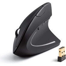 Anker AK-UBA 2.4G Wireless Vertical Ergonomic Optical Mouse - 800/1200/1600 DPI, 5 Buttons, For Laptop/Desktop/PC/MacBook, Black