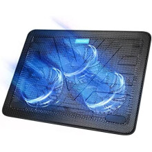 TECKNET Laptop Cooling Pad Adjustable Height Laptop Cooler with 3 Ultra Quiet Fans, Laptop Fan Stand for Desk/Bed/Lap with 2 USB Ports, Ergonomic