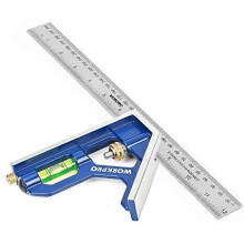 WORKPRO Combination Square 12Inch/300mm, Engineers Set Square, Stainless Steel Angle Ruler, Adjustable Carpentry Square 45/90 Degree with Bubble
