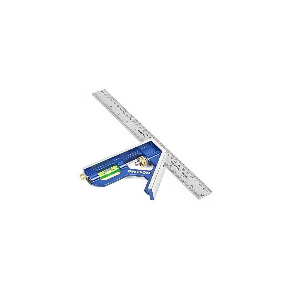 WORKPRO Combination Square 12Inch/300mm, Engineers Set Square, Stainless Steel Angle Ruler, Adjustable Carpentry Square 45/90 Degree with Bubble