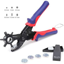 WORKPRO Leather Hole Punch, Belt Hole Puncher, Heavy Duty Revolving Punch Plier with 6 Holes, Multi Sized for Belts, Crafts, Card, Rubber, etc.