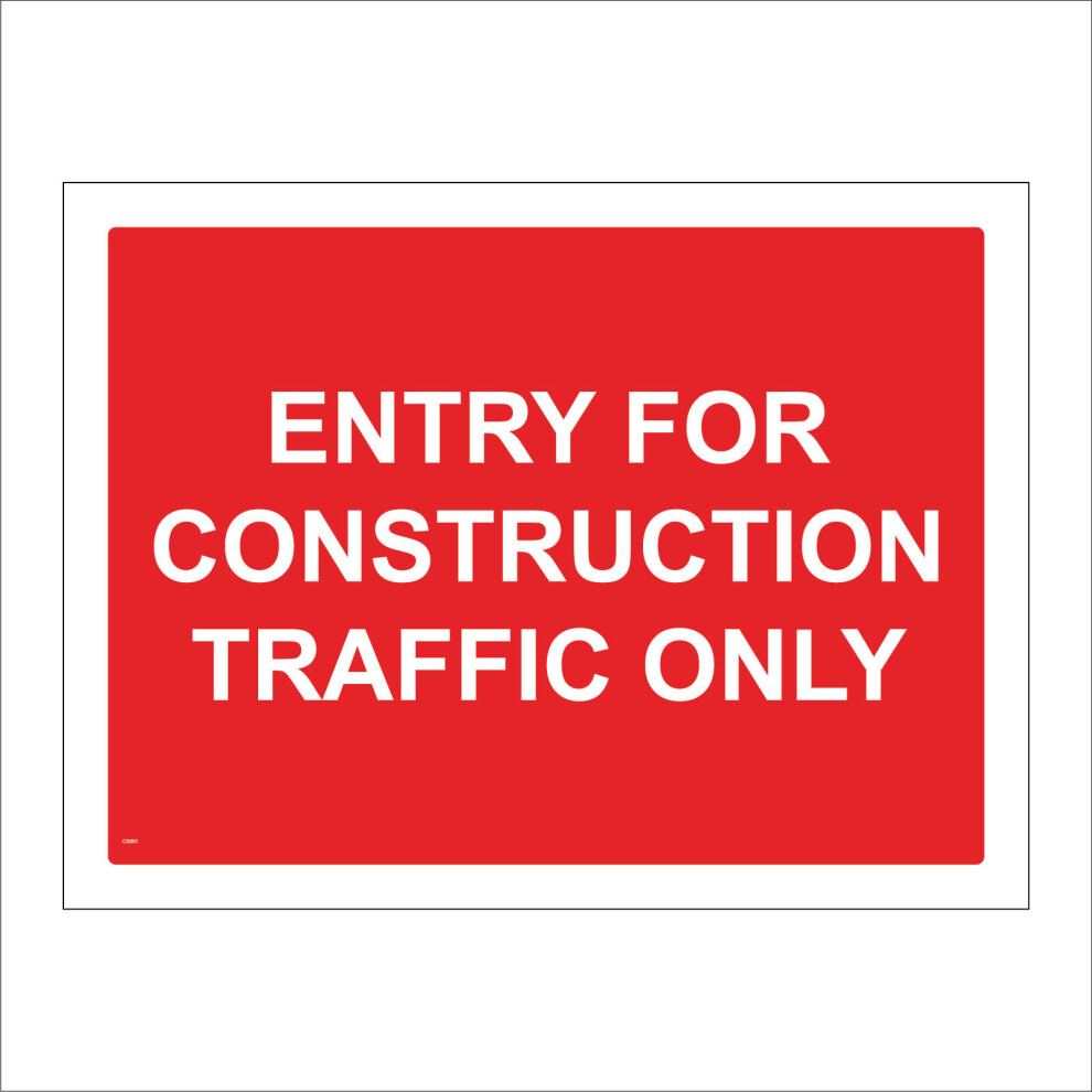 (300 x 200mm - 12 x 8, Sticker / Sav - White Background) CS091 Entry For Construction Traffic Only SIGN access motor open gate safety-image-OPC-P5WJVPN-NEW