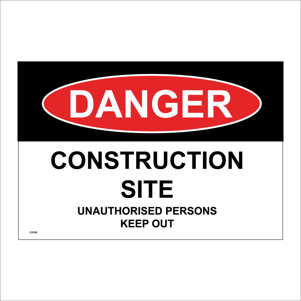 (600 x 400mm - 24 x 16, Dibond / Composite Aluminium) CS098 Danger Construction Site Unauthorised Persons Keep Out SIGN warning-image-OPC-P5WJVX9-NEW