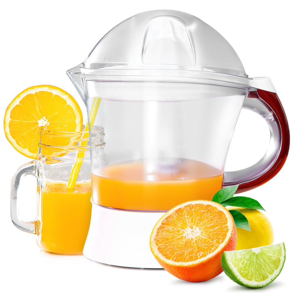 Geepas 25W Electric Citrus Juicer | Lemon Squeezer for Orange Lime Grapefruit | 1.2L Capacity Bi-Directional Twist Dual Cone Auto Start