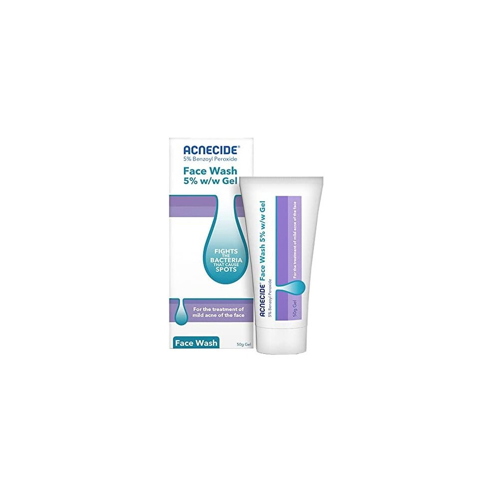 Acnecide Face Wash 50G, For Acne Treatment & Spot Treatment With 5% Benzoyl Peroxide, Wash-Off Treatment For Blackheads & Acne-Prone Skin