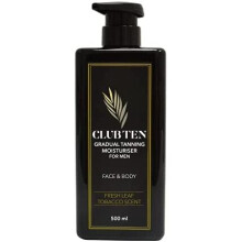 CLUB TEN Men's Gradual Tan Moisturiser Tobacco Scent Face Body Lotion 500ml - Fake Tan Tinted Moisturiser