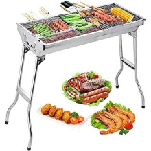 BBQ Grill, Uten Stainless Steel BBQ, Charcoal Grill, Portable Folding Charcoal Barbecue Grill for Outdoor Cooking Camping Hiking Picnics