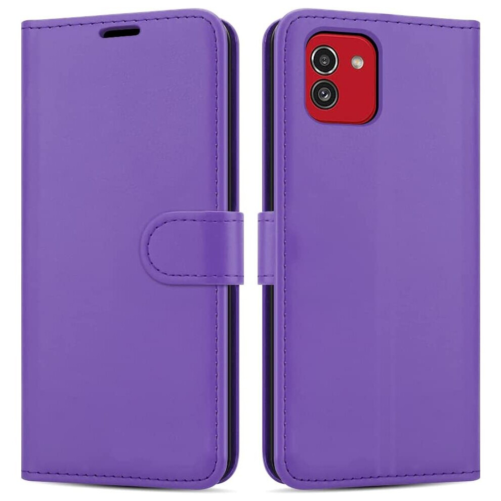 Icatchy (Purple) Samsung Galaxy A03 Case Leather Wallet Phone Cover Purple
