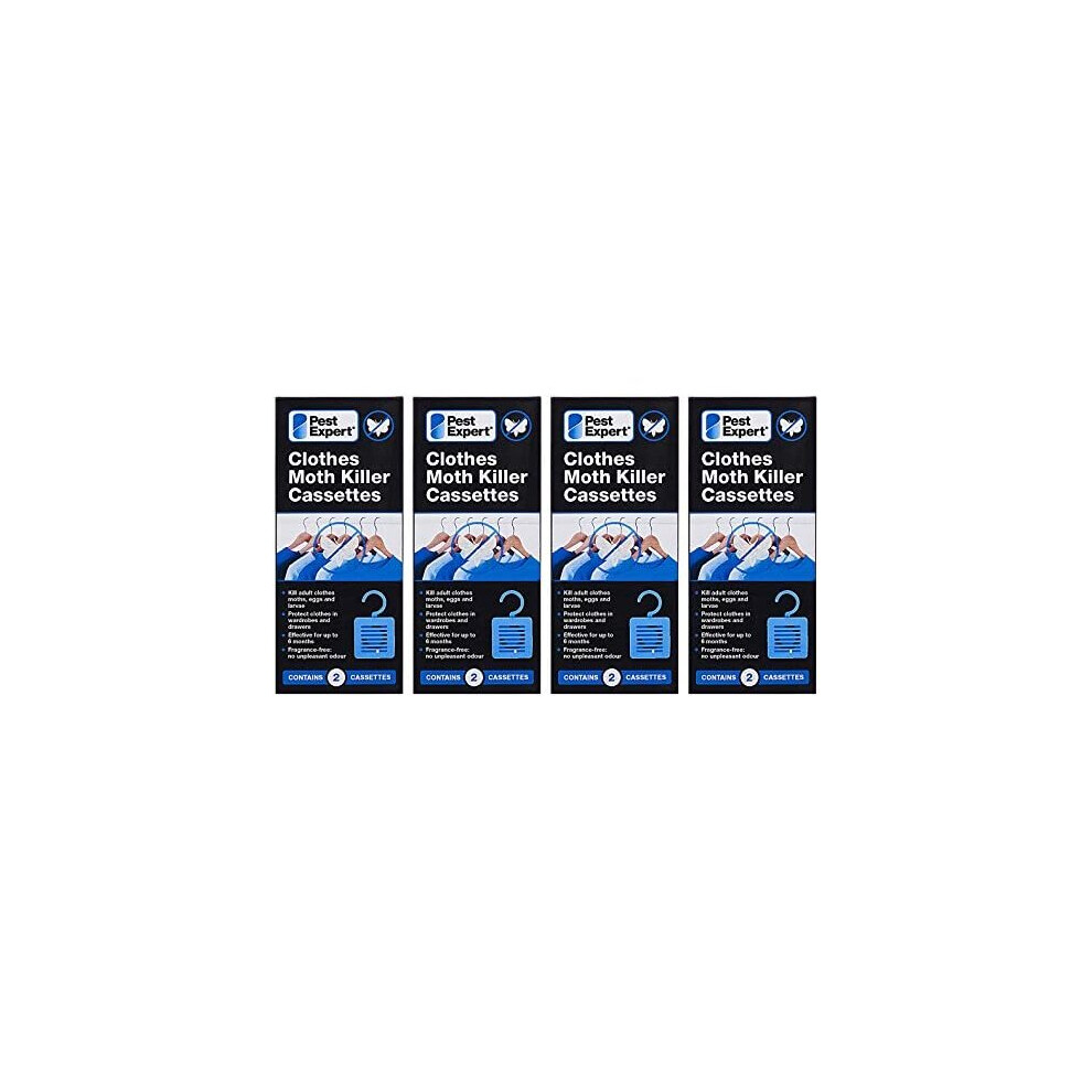 Pest Expert Clothes Moth Killer Cassettes (4 X Twin Pack) New To Market Advanced Odourless Formulation