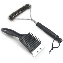 Fyfjur BBQ Cleaning Wire Brush, Bbq Cleaner, grill brush, BBQ Oven Cleaner, 2 in 1 Pointed Tail Wire BBQ Brush + Stainless Steel Curl Grill Brush