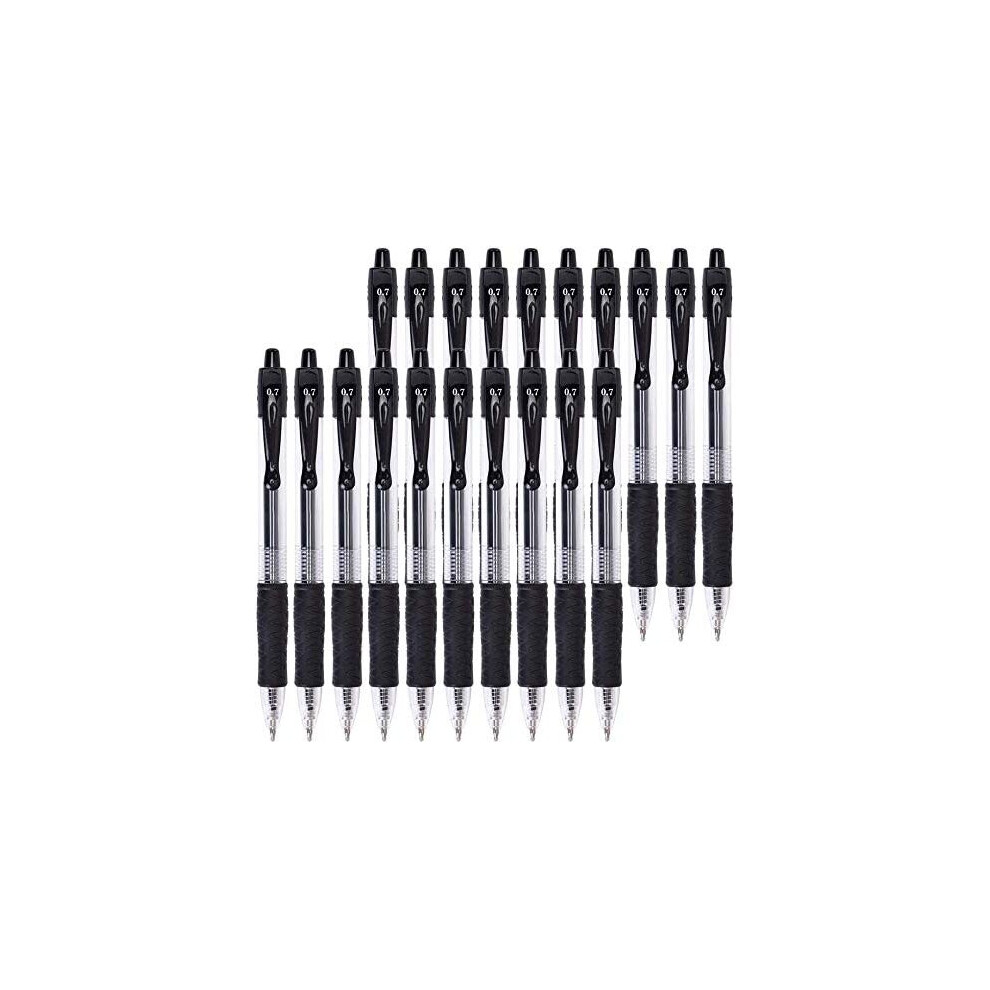 Reaeonat Gel Pens, 0.7Mm Retractable Rollerball Pens Black Ink Smooth Pens For Adult Writing Note Taking School & Office Supply, Pack Of 20