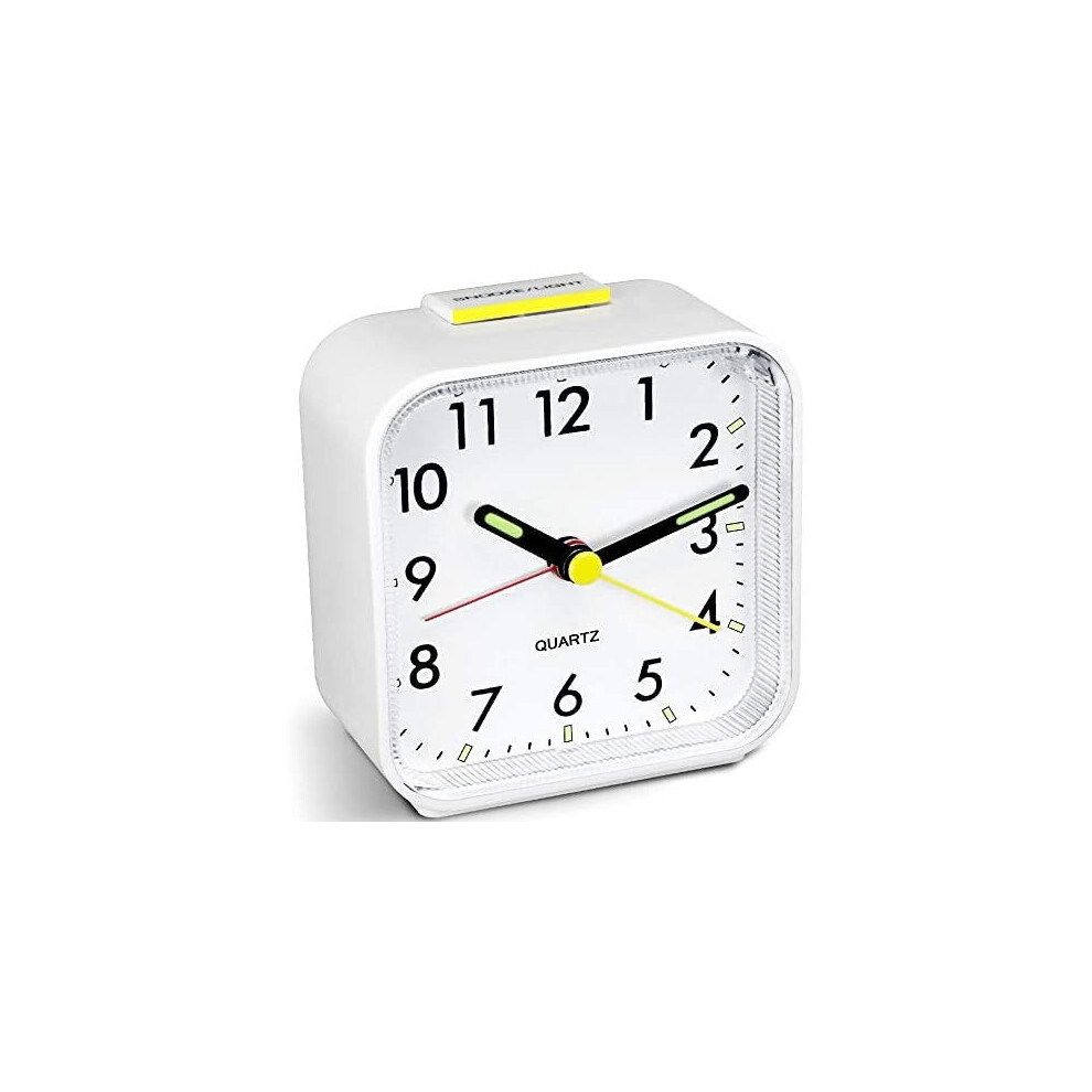 HOPSEM Silent Alarm Clock Battery Powered Non Ticking Bedside Clocks Large Display Basic Bedroom Clock Snooze Night Light Function Easy To Read