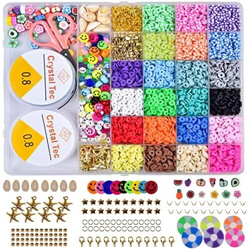 Clay Beads for Jewellery Making 4800Pcs Flat Round Clay Beads