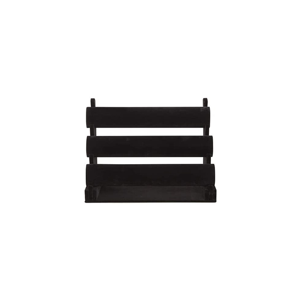 3-Tier Jewellery Display Stand with Removable Bars for Bracelets, Anklets, Watches, Bangles, Black Velvet, 30.5 x 23 x 18 cm