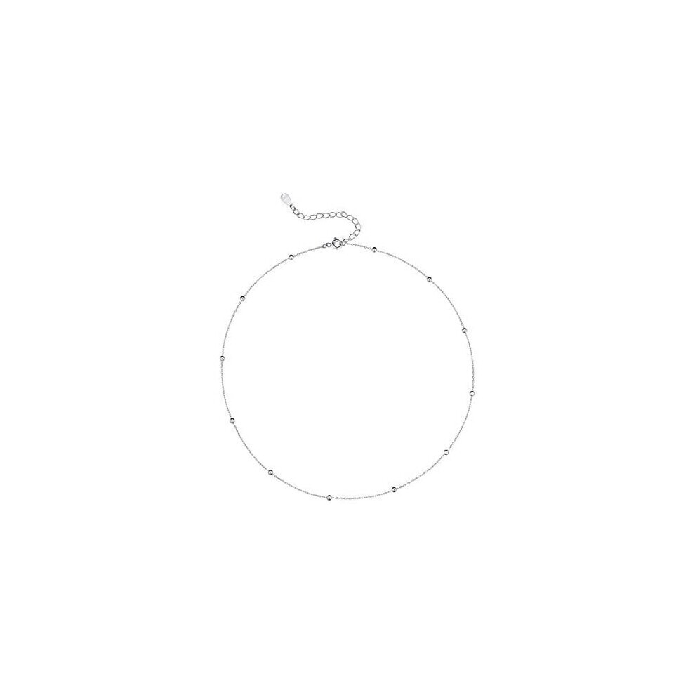 Minimalist Ball Choker S925 Sterling Silver Necklace for Women Teen Girls Satellite Beaded Chain Layering Simple Chokers Adjustable Charm Fashion