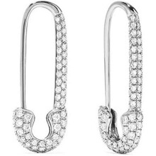 CZ Safety Pin Cartilage Sterling Silver Hoop Earrings for Women Girls Dainty Cubic Zirconia Dangle Drop Hypoallergenic Stud Post Element Pave Crystal