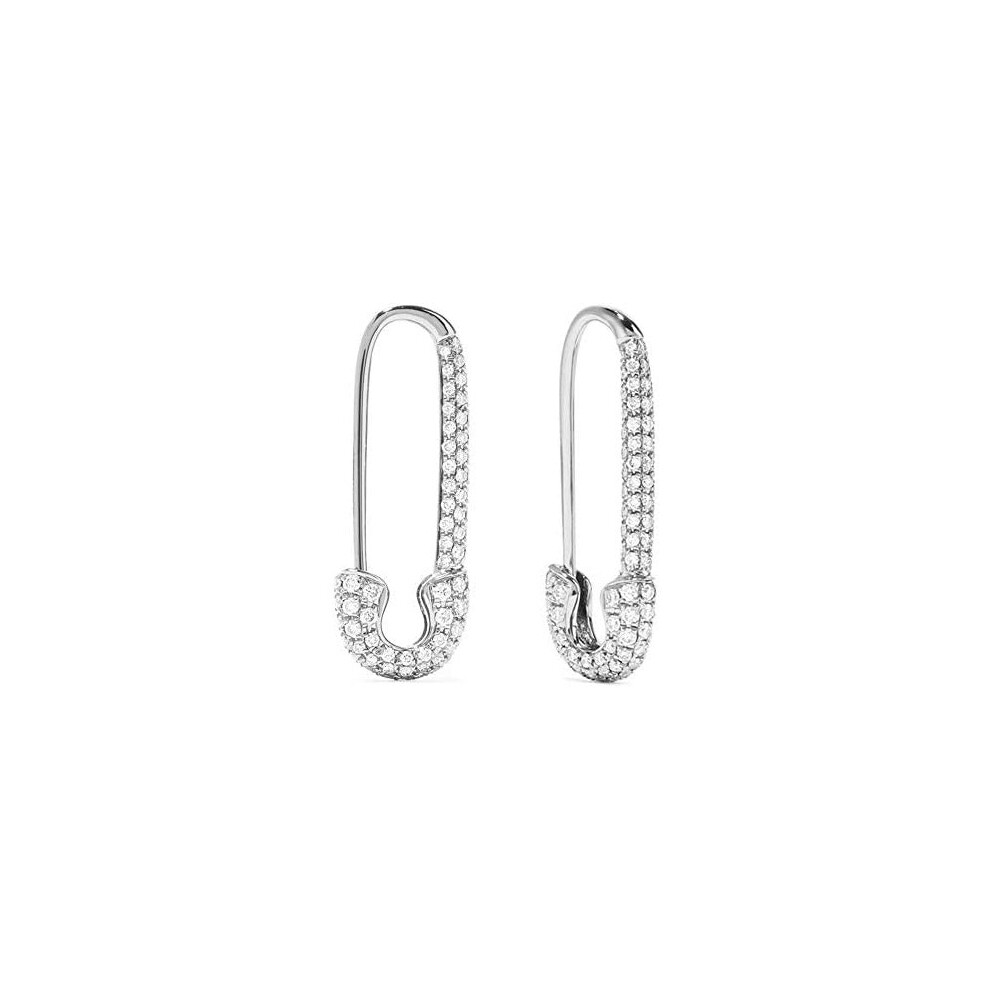 CZ Safety Pin Cartilage Sterling Silver Hoop Earrings for Women Girls Dainty Cubic Zirconia Dangle Drop Hypoallergenic Stud Post Element Pave Crystal