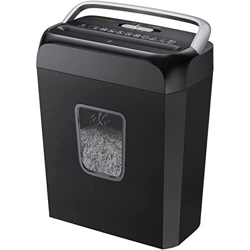 Paper Shredder for Home Use?Bonsaii 6 Sheet Cross Cut Paper and Credit Card Shredder for Home & Small Office Use?Home Shredder with Portable Handle