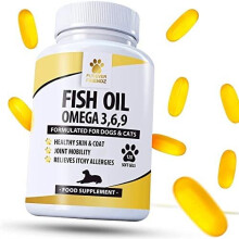Fish Oil Omega Supplements for Dogs and Cats - 120 Softgels for Pets - Great for Itchy Dry Skin, Allergies & Dandruff ? Furever Friendz