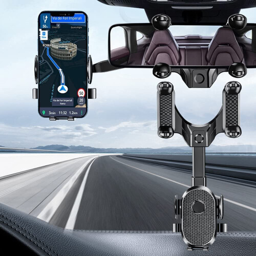 360°Rotatable And Retractable Car Mobile Phone Holder Rear View Mirror