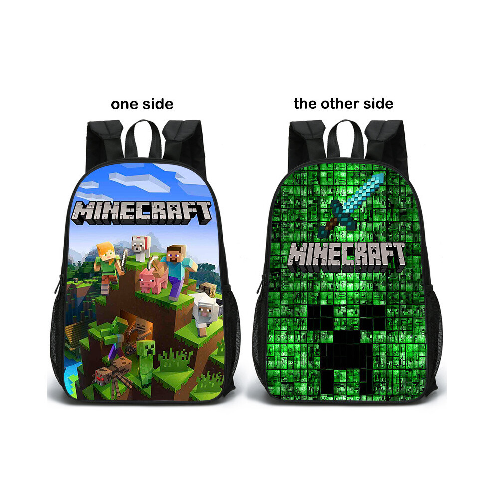 (Village) Minecraft School Bag Double-sided Backpack Student Decompression Kids Gift