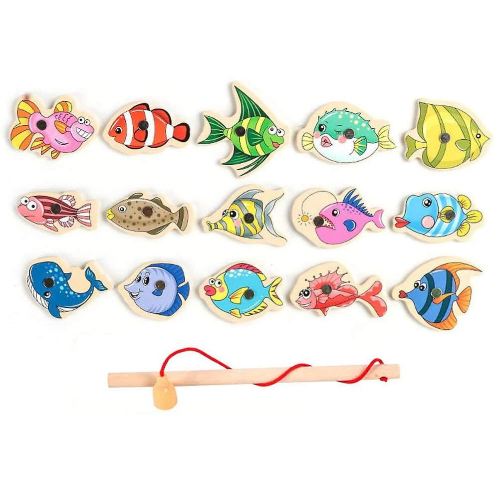 (16pcs) Kids Fishing Toy Set Magnetic Wooden Fishing Table Games Educational Toys Children Gifts-image-OPC-P9R9KSC-NEW