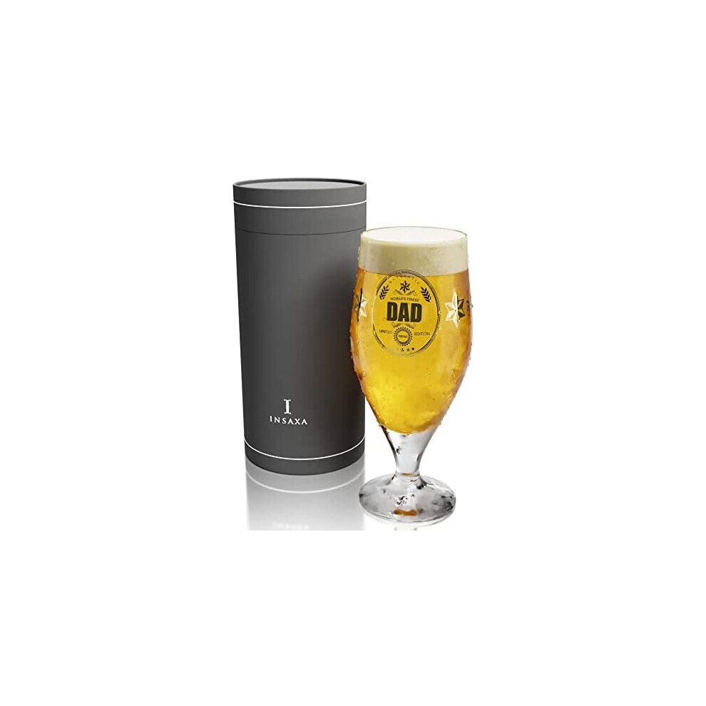 Insaxa Father's Day Gifts Dad Gifts - World's Finest Dad Beer Glass (1 Pint / 580Ml) Dad Birthday Gifts For Dad Christmas Gifts For Dad Presents For Dad