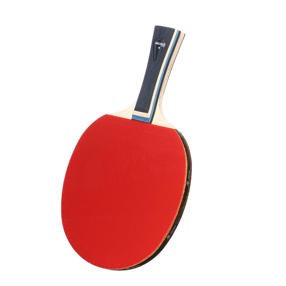 (Long Handle) 7 Ply Pure Wood Table Tennis Racket Double Face Pimples-in Sticky Rubber 1 Star Ping Pong Paddle Bat for Learners