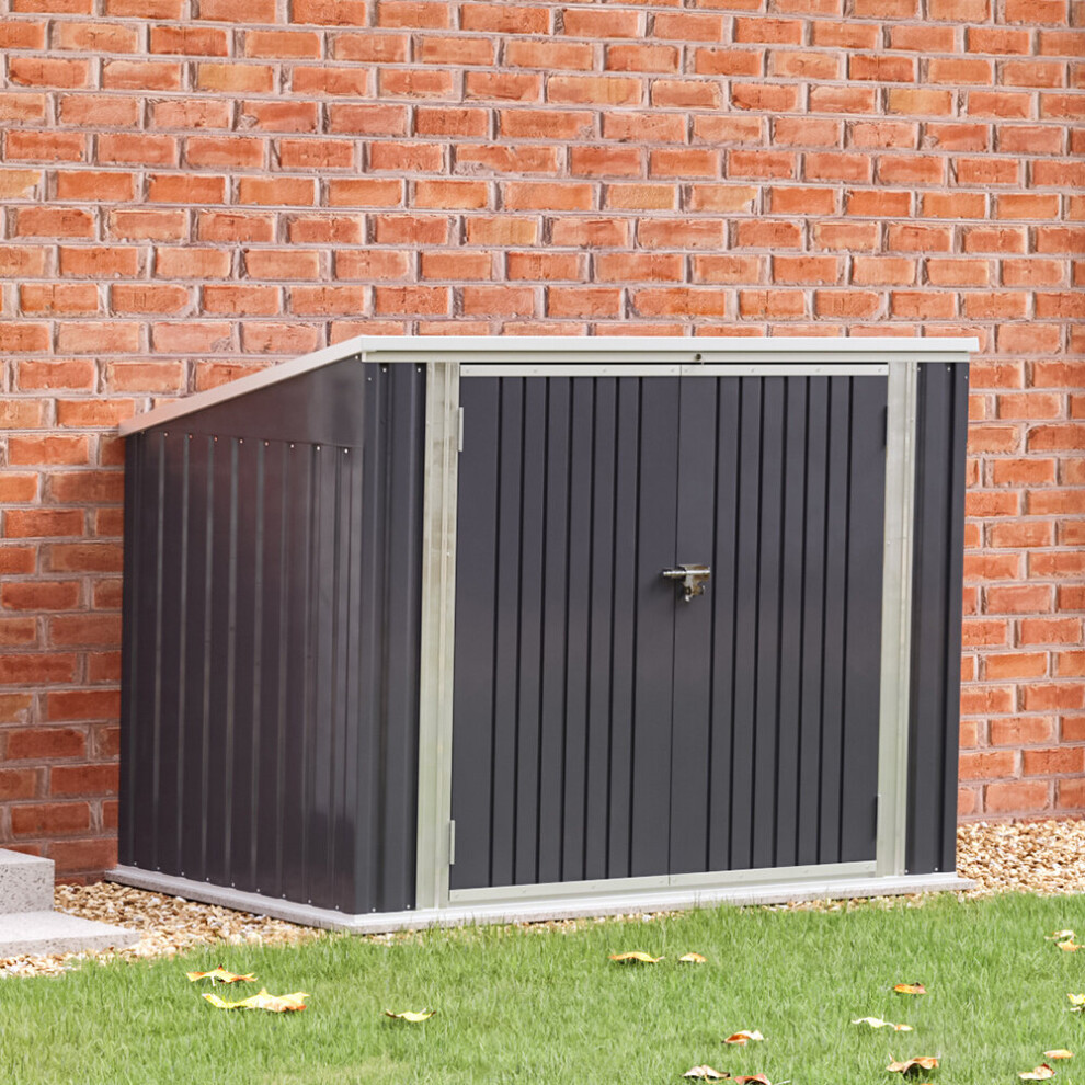 (Anthracite) 5 x 3 ft Garden Storage Shed Double Wheelie Bin Store Bike Storage Double Door