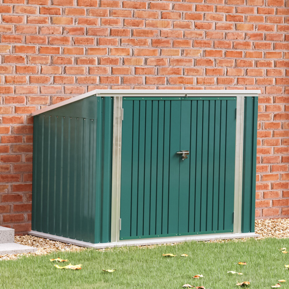 (Green) Steel Trash Can Recycle Bin Enclosure Storage Shed