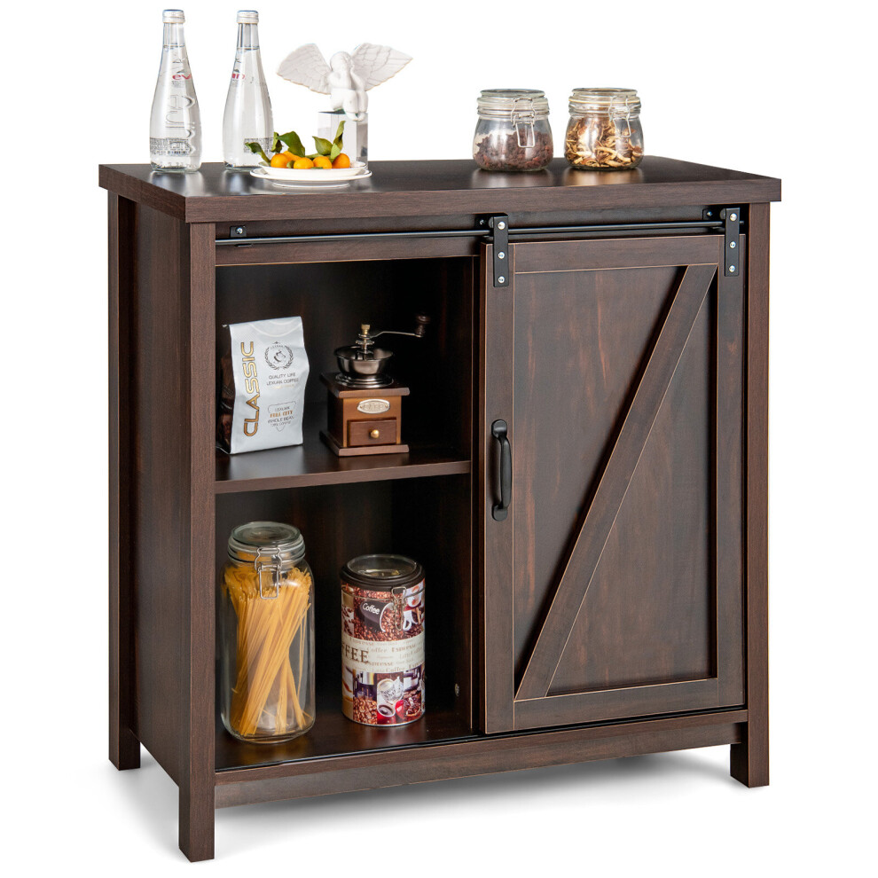 Freestanding Sideboard Buffet Storage Cabinet W/ Sliding Barn Door