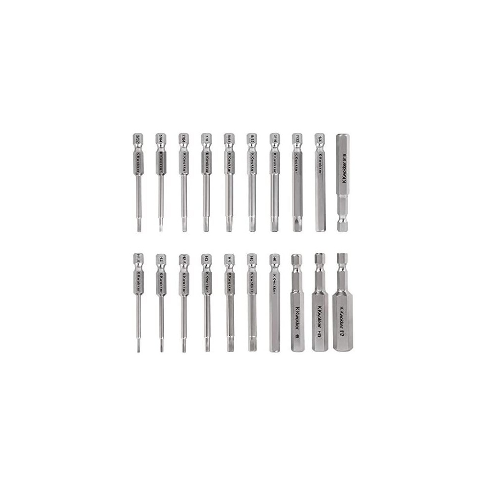 K Kwokker 20 x Allen Key Bit Set Hex Wrench Magnetic Screwdrivers 2.3" Long 1/4" Diameter Quick Release Extension Bit Holder Set for Assembling IKEA