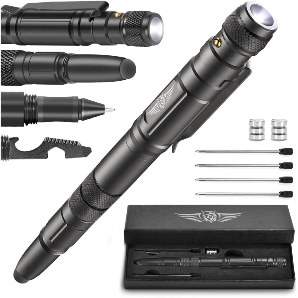 7 in 1 Tactical Pen, Emergency Self Defense Pen LED Light Survival Kit