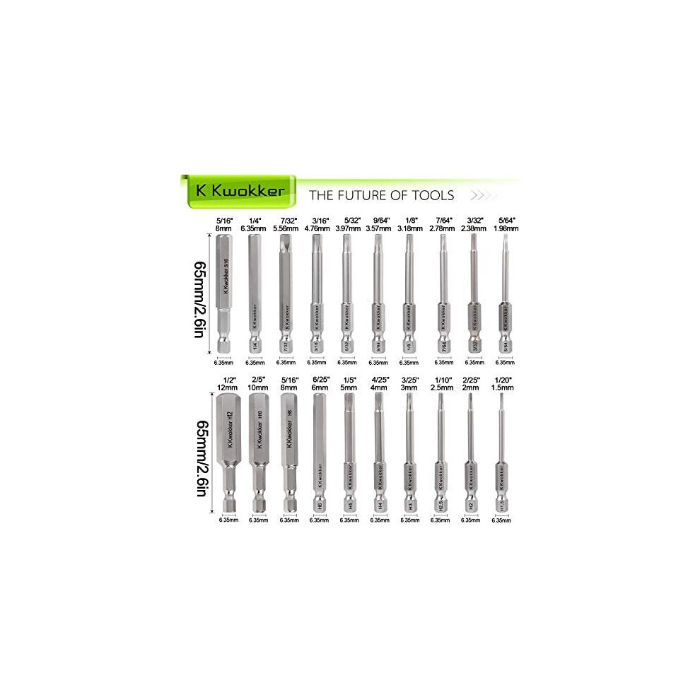 VT-Hex Head Allen Wrench Drill Bit Set (10pc Etric &ap; 10pc SAE), 1/4