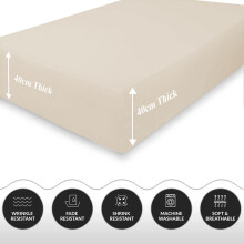 (Cream, King) Extra Deep Fitted Sheets 40cm Bedsheet Single Double King & Super King