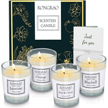 Scented Candles Gift Set, Soy Wax Candle of Jasmine, Pear & Freesia, Orange, Bluebell, Perfect for Women, Birthday, Bath Yoga, Weddings, Christmas,