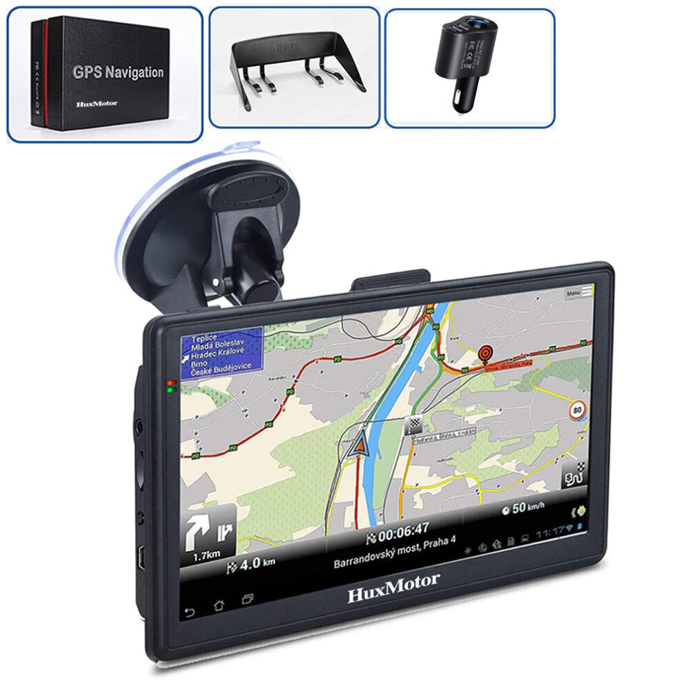 HuxMotor 7 inch Sat Nav, UK Maps (FREE Lifetime Updates), Sat Navs for Car/Truck/Lorries/HGV/Motorhomes/LGV, Postcodes & POI,Lane Assist